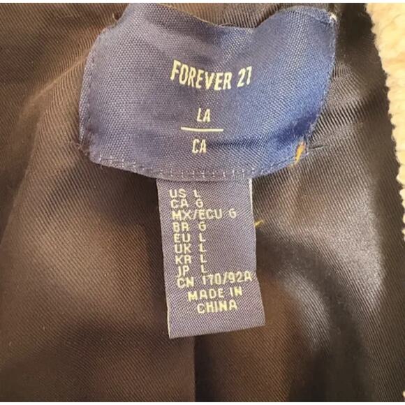 Forever 21 Plaid Sherpa Collar Jacket – Navy/Red (Women’s Large) - Picture 4 of 6